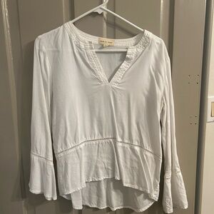 Cloth & Stone White Blouse with Crochet Detail